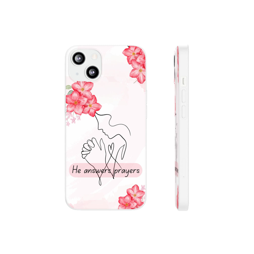 Floral "He Answers Prayers" Phone Case — Christian Faith Protective Cover