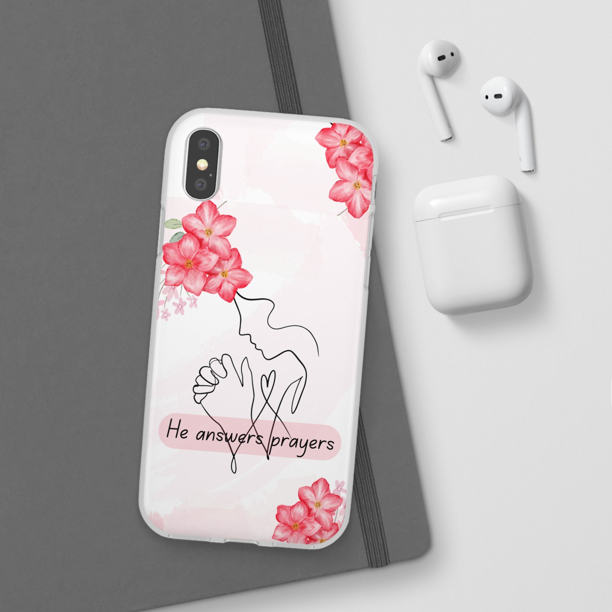 Floral "He Answers Prayers" Phone Case — Christian Faith Protective Cover