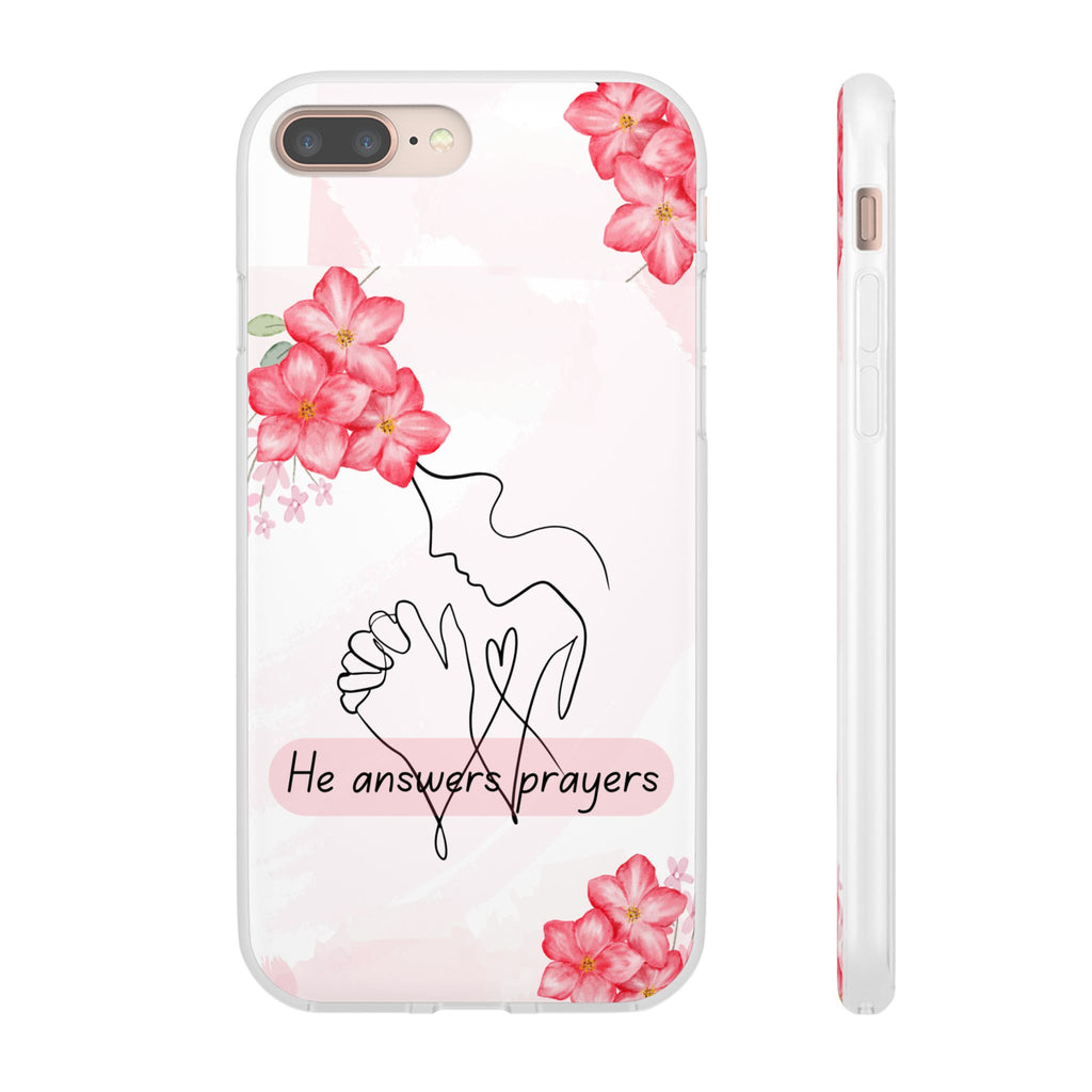 Floral "He Answers Prayers" Phone Case — Christian Faith Protective Cover
