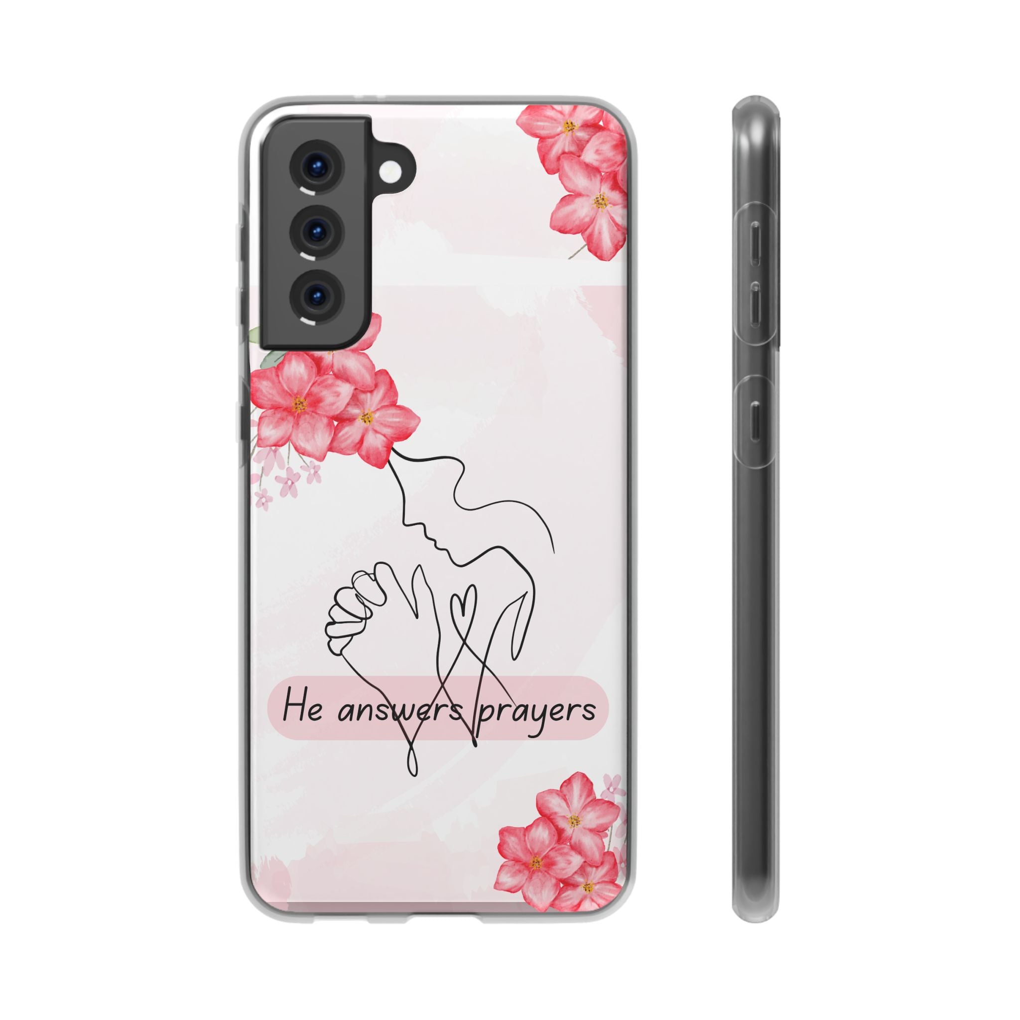 Floral "He Answers Prayers" Phone Case — Christian Faith Protective Cover