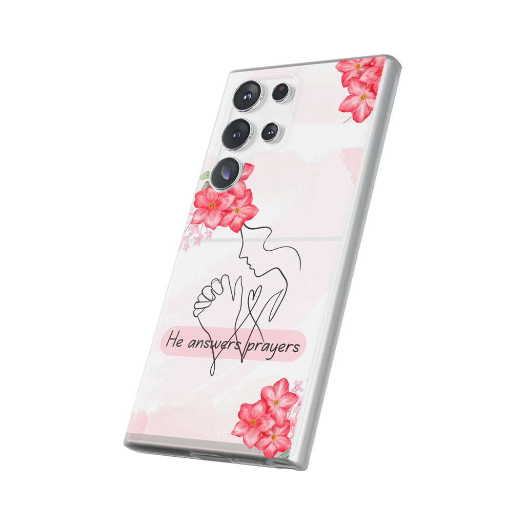Floral "He Answers Prayers" Phone Case — Christian Faith Protective Cover