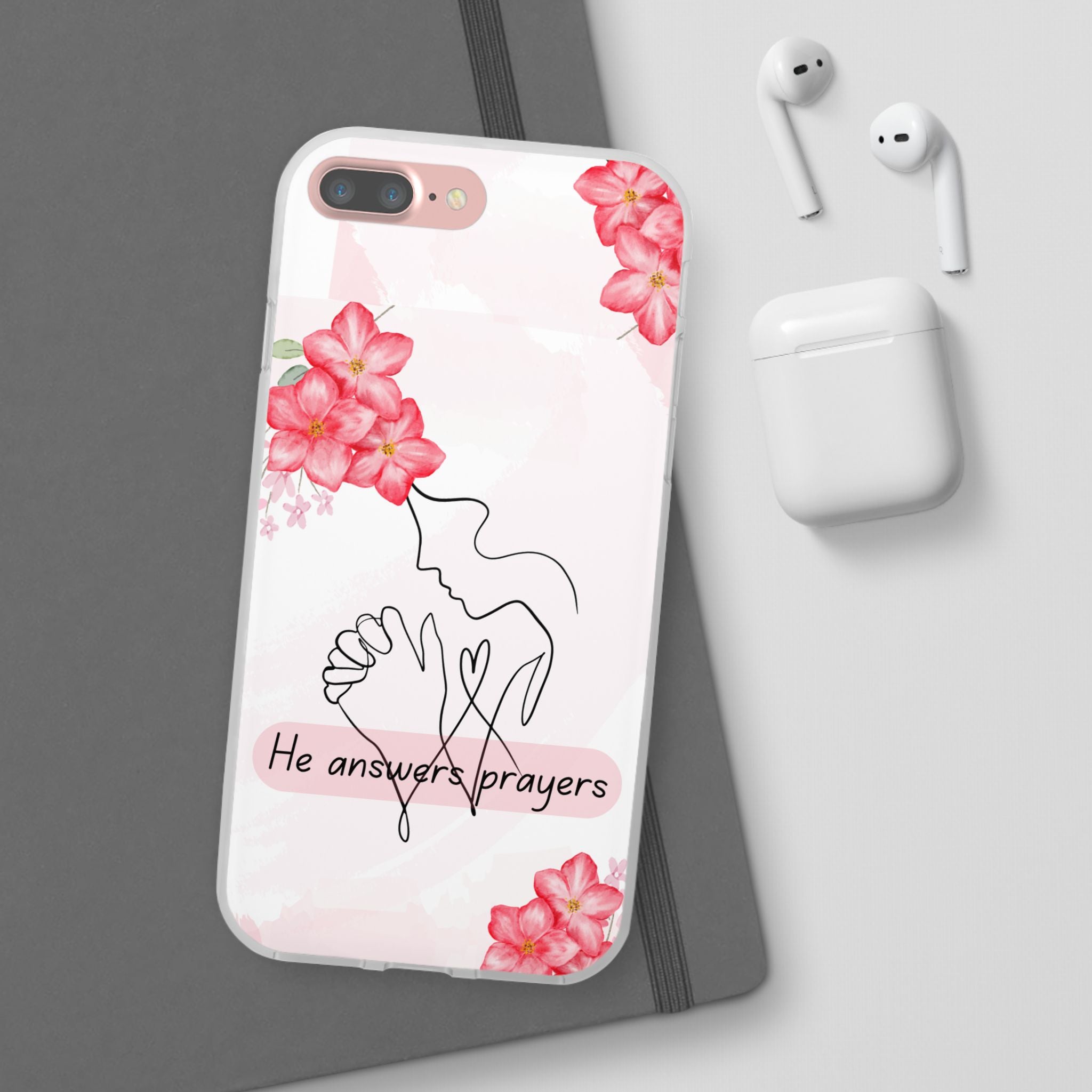 Floral "He Answers Prayers" Phone Case — Christian Faith Protective Cover