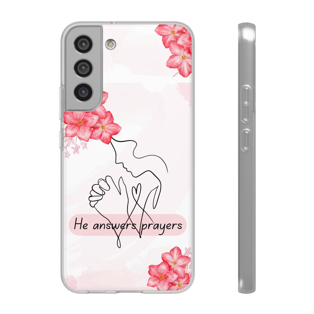 Floral "He Answers Prayers" Phone Case — Christian Faith Protective Cover
