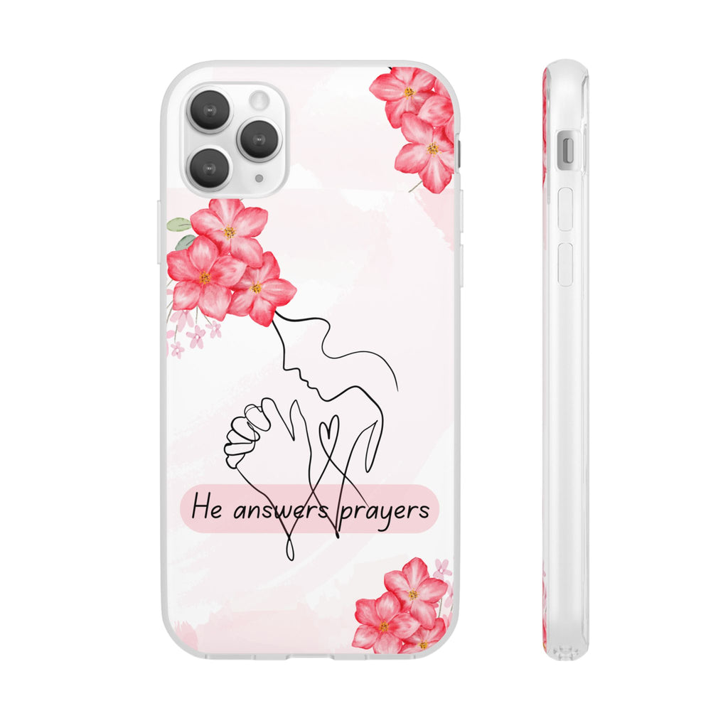 Floral "He Answers Prayers" Phone Case — Christian Faith Protective Cover