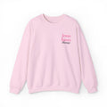 Christian Crewneck Sweatshirt — "Jesus Saves Always" Pink Pullover