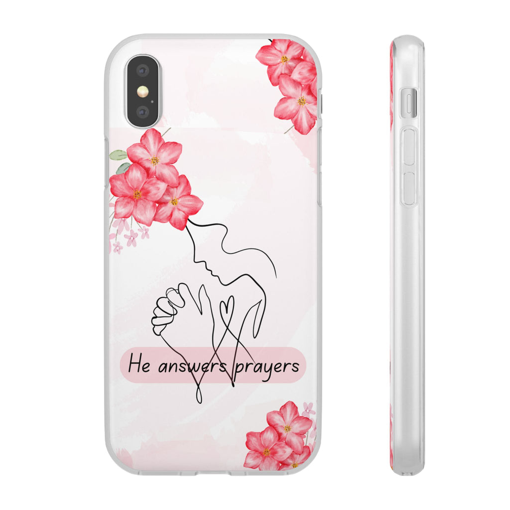 Floral "He Answers Prayers" Phone Case — Christian Faith Protective Cover