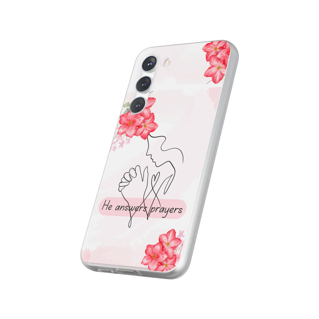 Floral "He Answers Prayers" Phone Case — Christian Faith Protective Cover